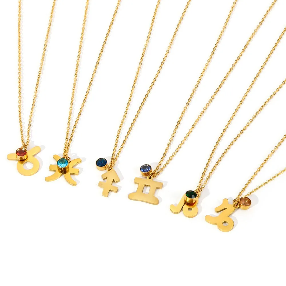 Necklace Stainless Steel Zircon Ornament