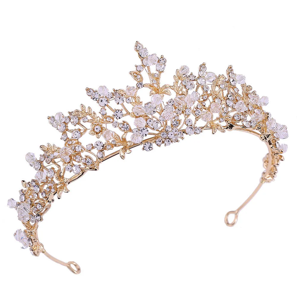 New bridal jewelry exquisite handmade crystal glass diamond crown wedding supplies alloy rhinestone headdress