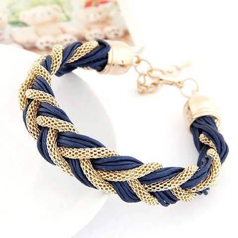 New Fashion Charms Punk Bracelet Vintage Woven Metal Winding Braided Rope Bracelet Women Fine Jewelry