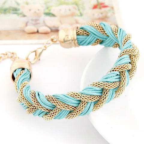 New Fashion Charms Punk Bracelet Vintage Woven Metal Winding Braided Rope Bracelet Women Fine Jewelry
