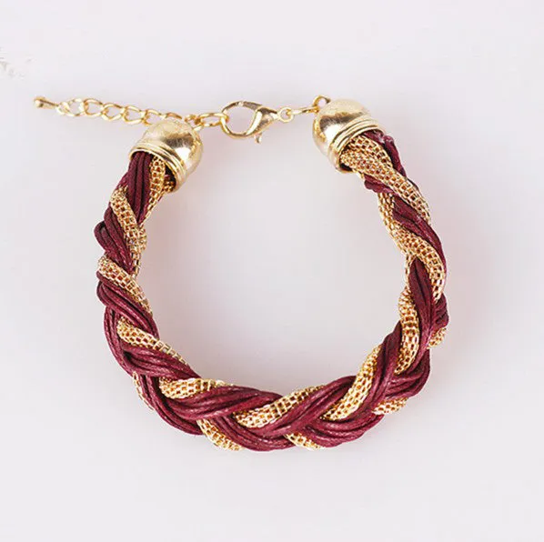New Fashion Charms Punk Bracelet Vintage Woven Metal Winding Braided Rope Bracelet Women Fine Jewelry