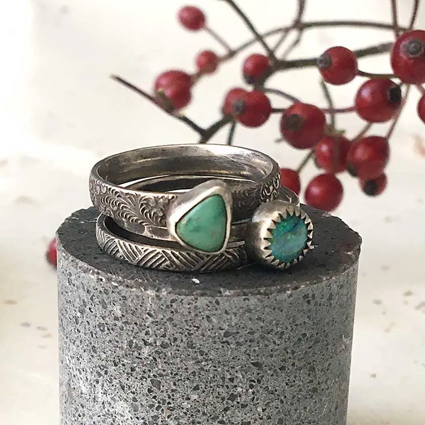 Opal and Variscite Stacker Rings