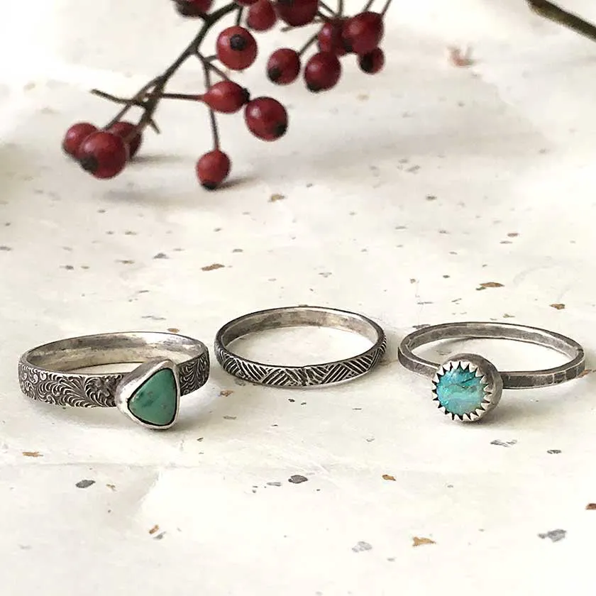 Opal and Variscite Stacker Rings