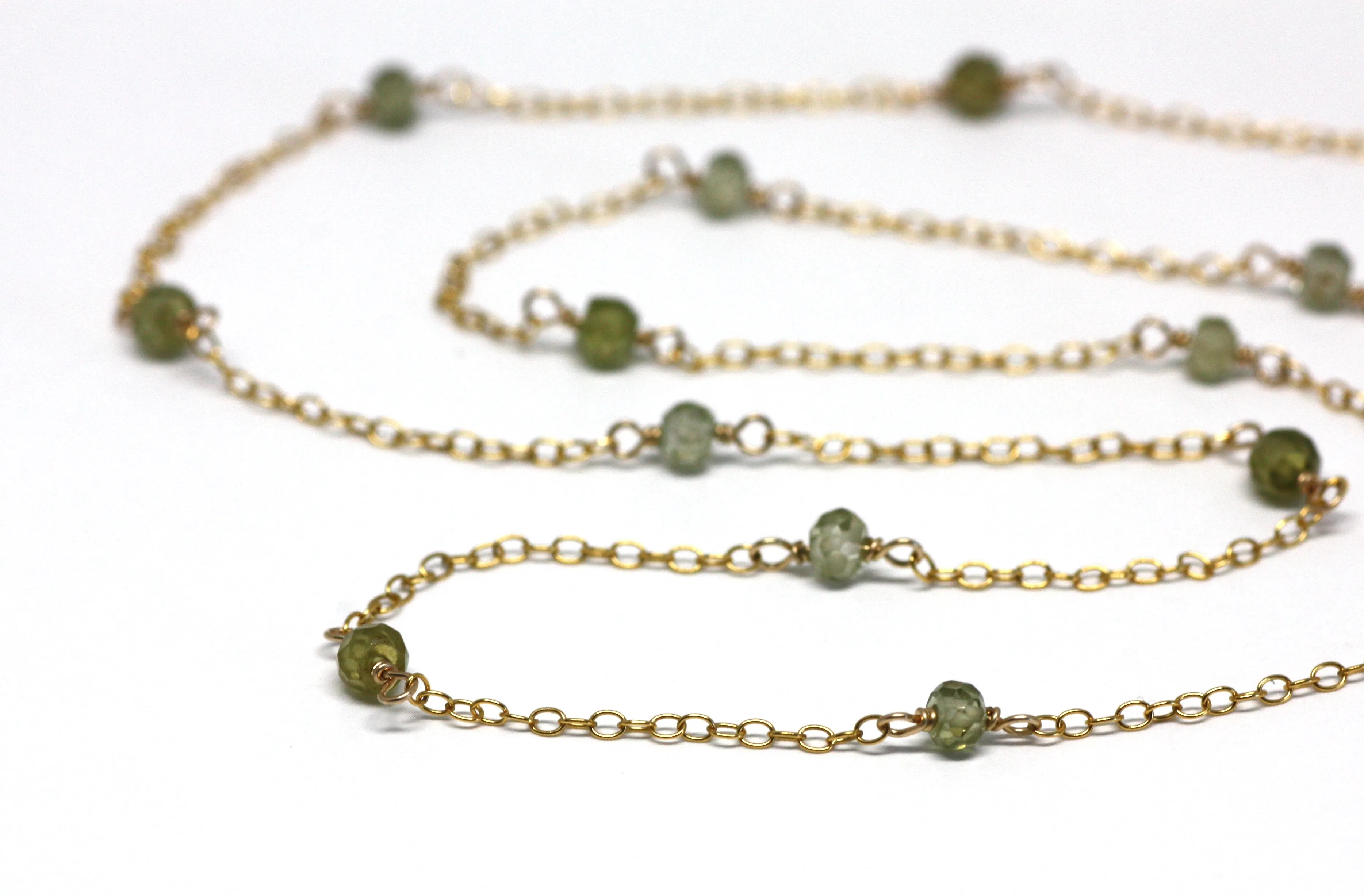Peridot Wire Wrapped Layering Necklace