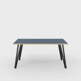 Plywood Table with Black Box Hairpin Legs - Formica Night Sea Blue - 1600(w) x 800(d) x 735(h)