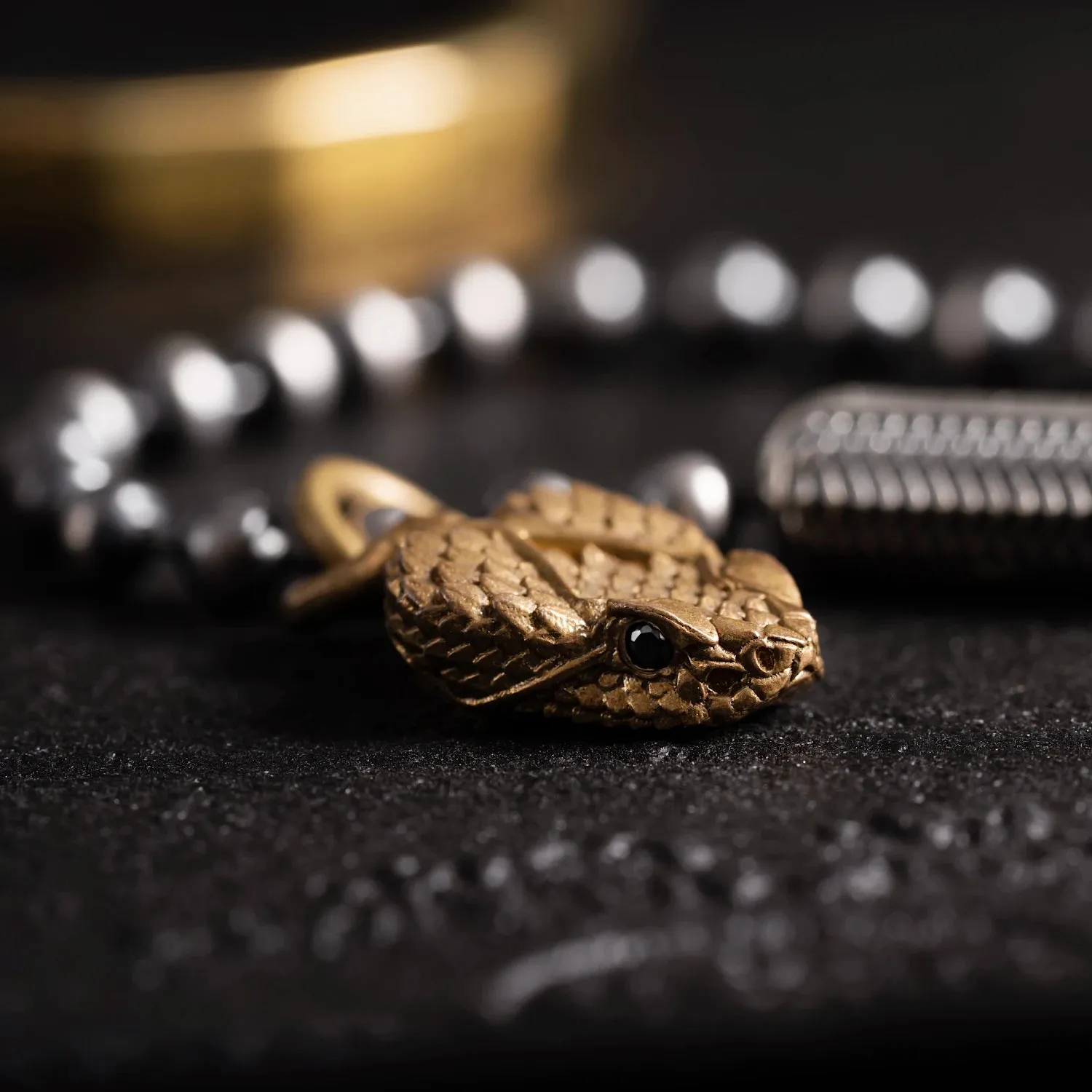 Rattlesnake Head Charm Bracelet - 4mm