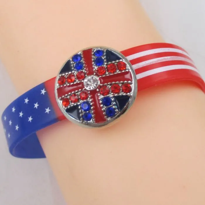 Red White & Blue Silicone Cuff  Bracelet