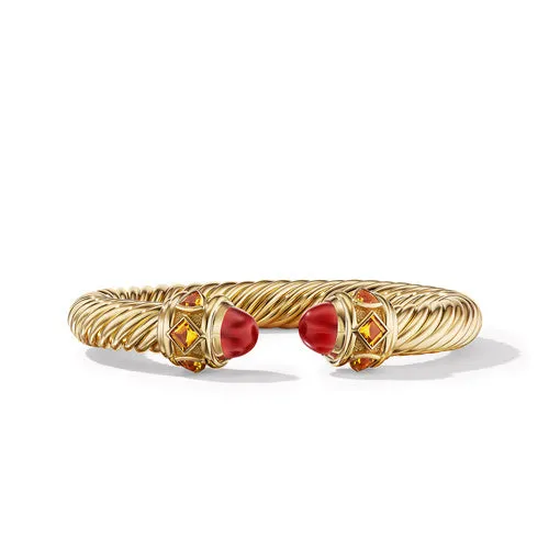 Renaissance Bracelet in 18K Yellow Gold with Carnelian and Madeira Citrine, Size Medium