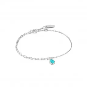 Rhodium Tidal Turquoise Mixed Link Bracelet B027-02H