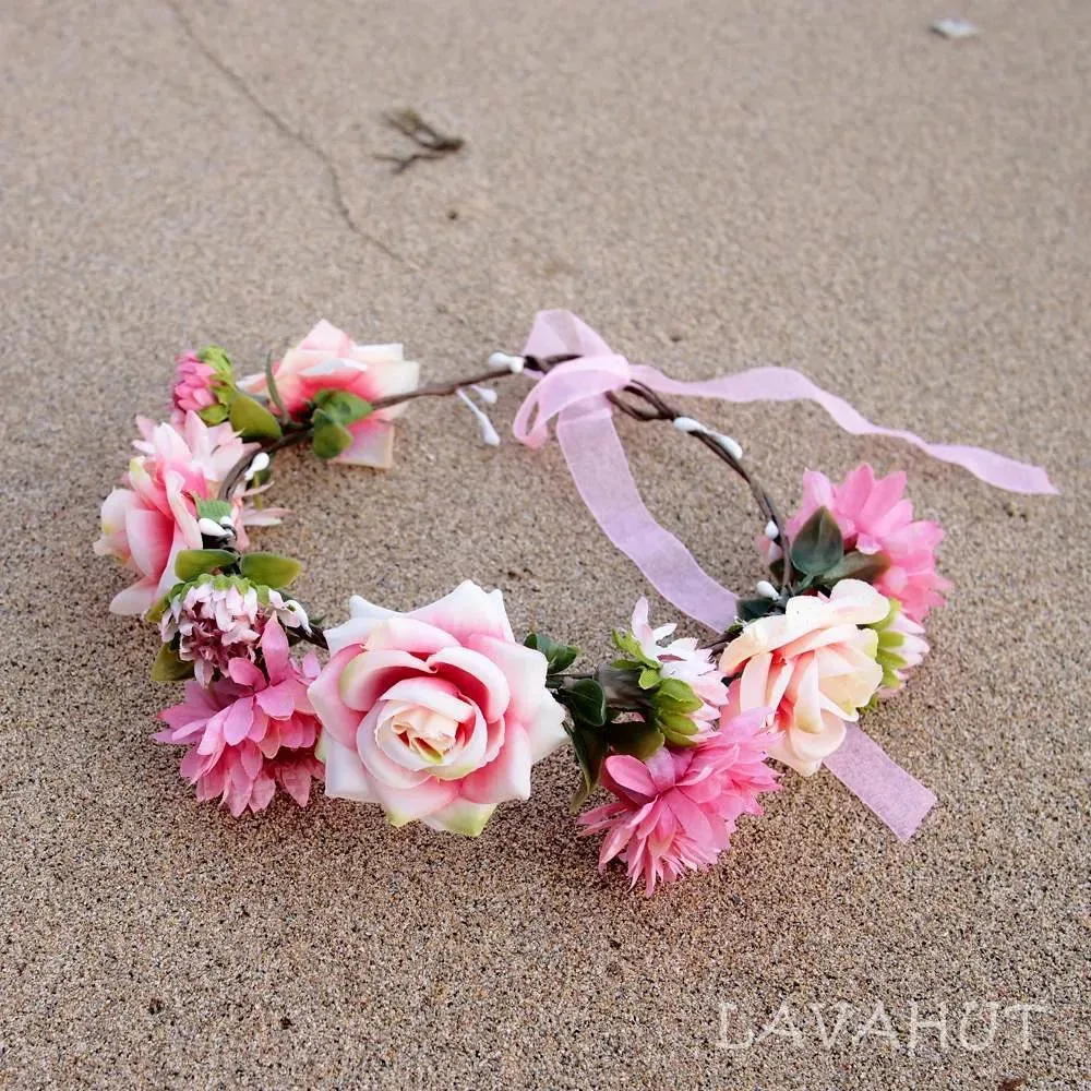 Rosy Pink Flower Crown