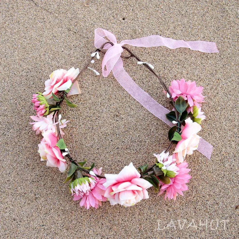 Rosy Pink Flower Crown