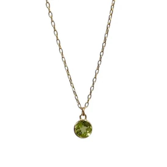 Round Peridot Bezel Necklace