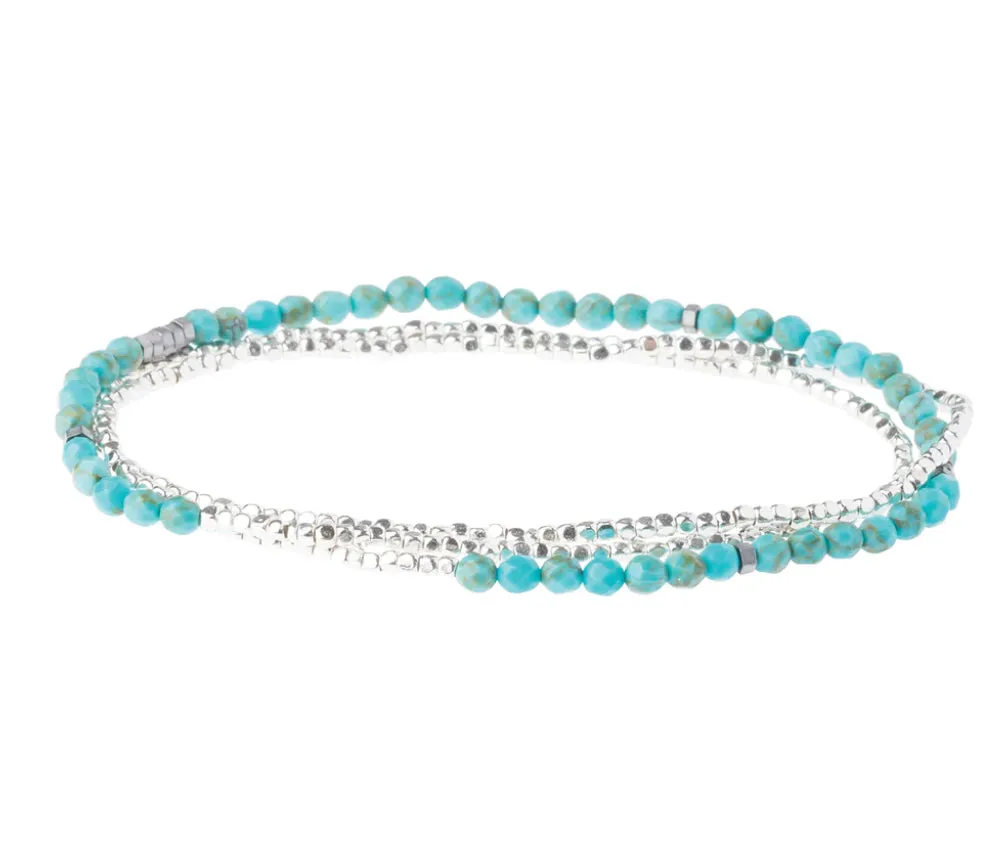 Scout Delicate Stone Wrap Bracelet / Necklace - Turquoise/Silver - Stone of the Sky