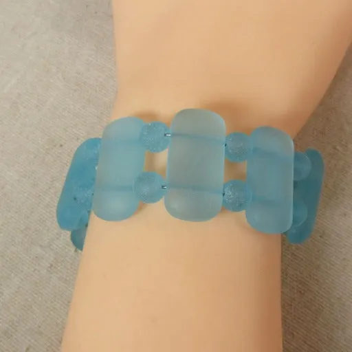 Sea Glass Cuff Bracelet in Aqua