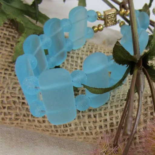 Sea Glass Cuff Bracelet in Aqua