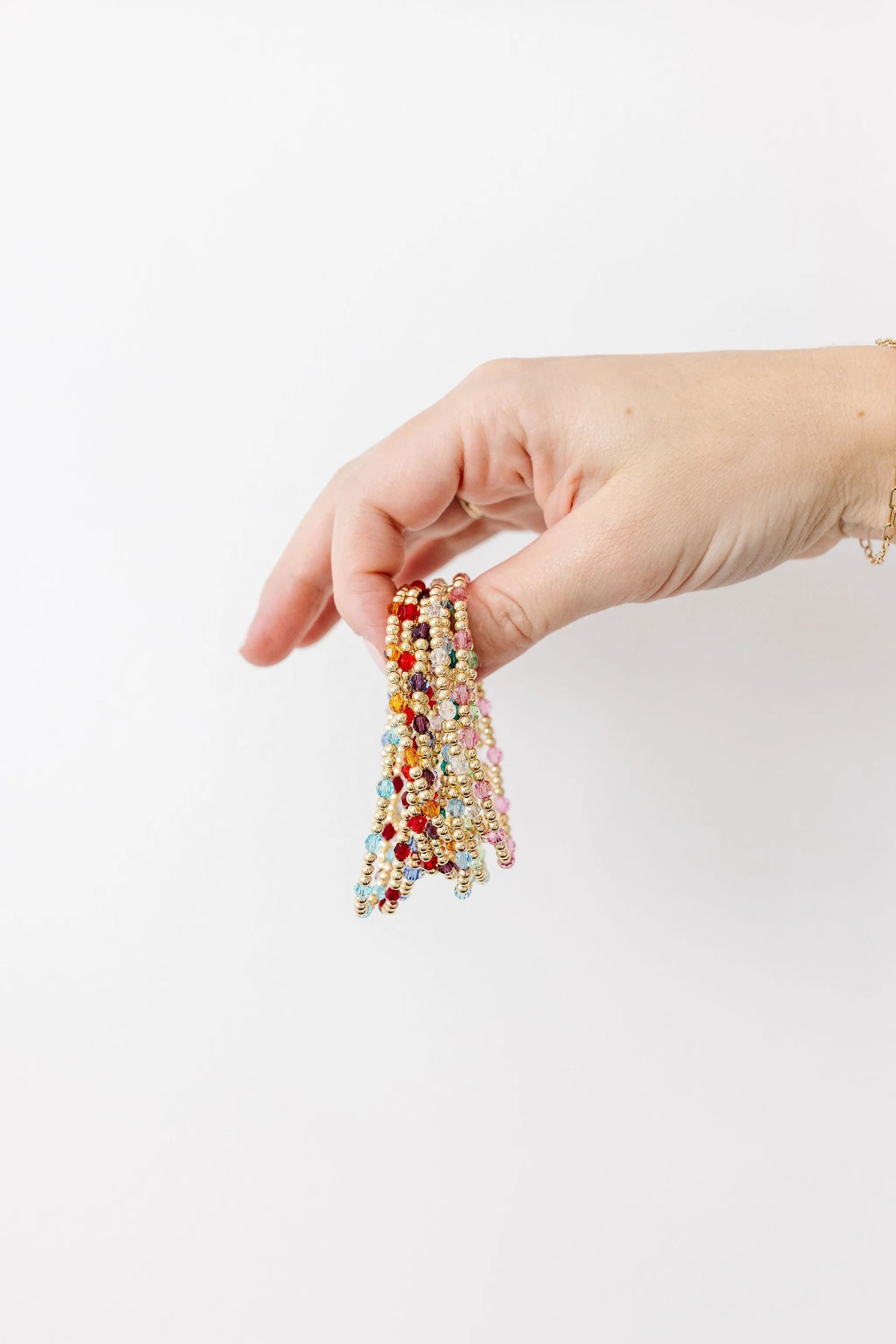 Stretchy January Birthstone Adult Dotted Bracelet (3MM   4MM beads)