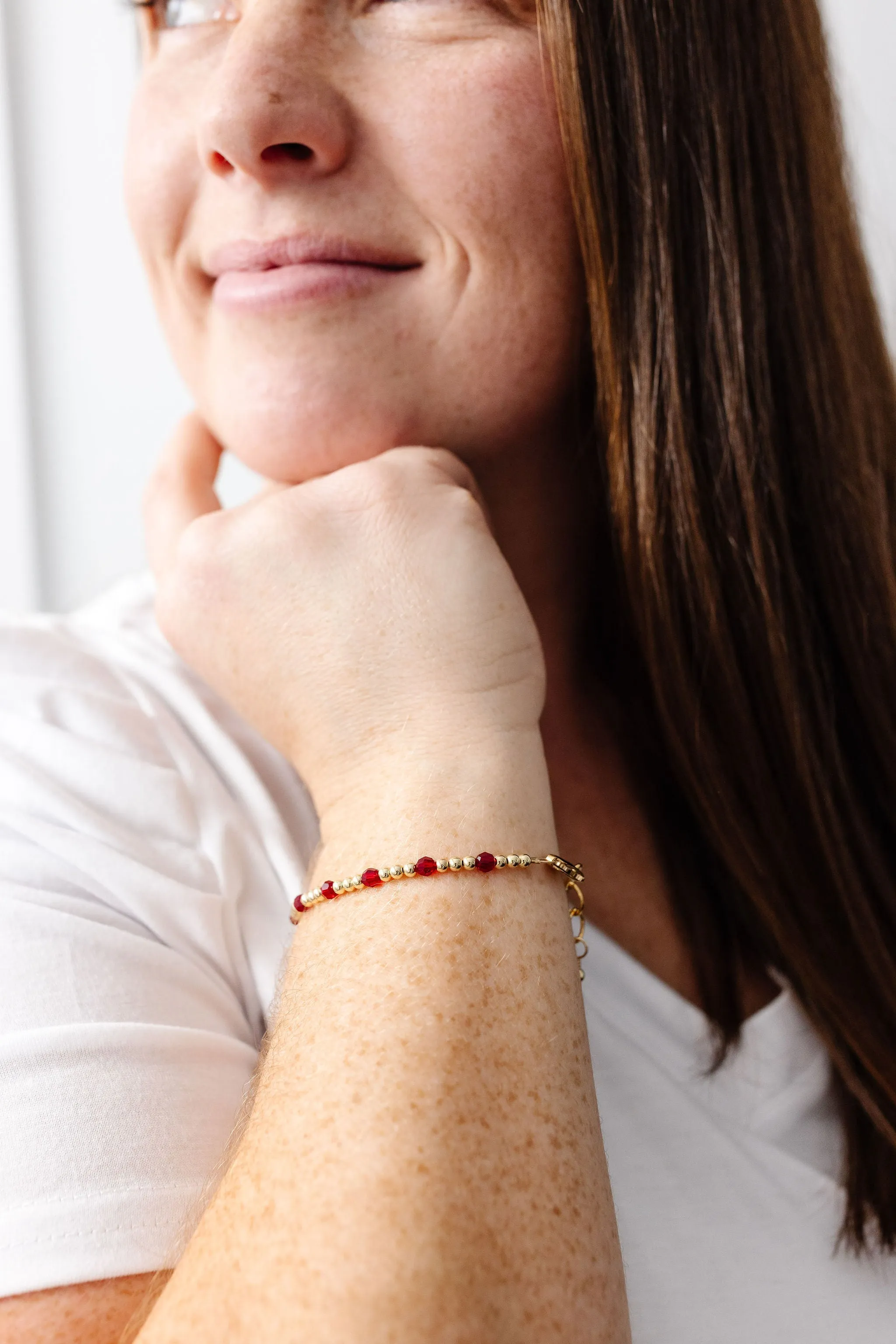 Stretchy January Birthstone Adult Dotted Bracelet (3MM   4MM beads)