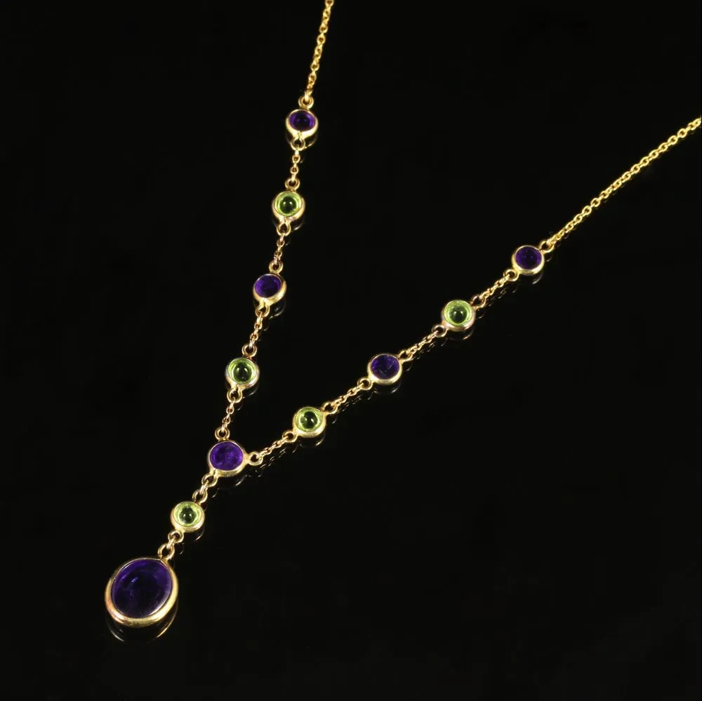 Suffragette Necklace Amethyst Peridot 9Ct Gold