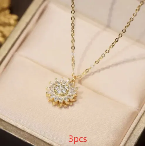 Sunflower Necklace with Diamonds Women