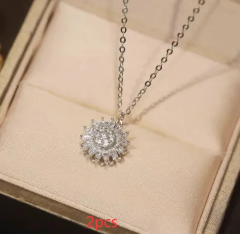 Sunflower Necklace with Diamonds Women