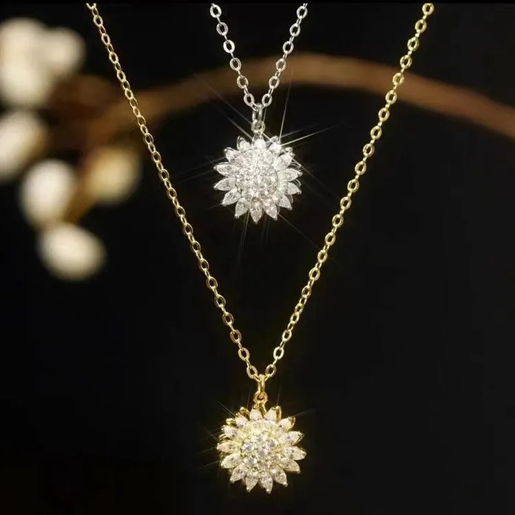Sunflower Necklace with Diamonds Women