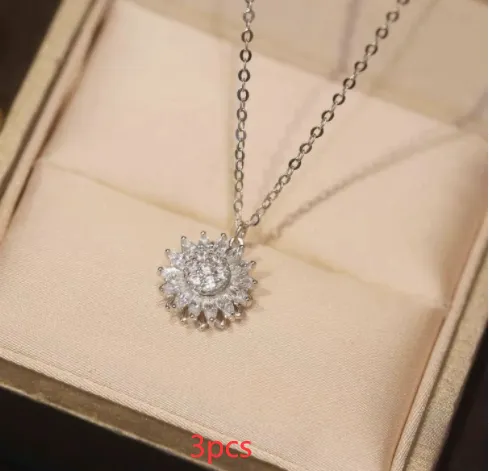 Sunflower Necklace with Diamonds Women