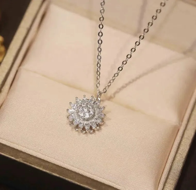 Sunflower Necklace with Diamonds Women