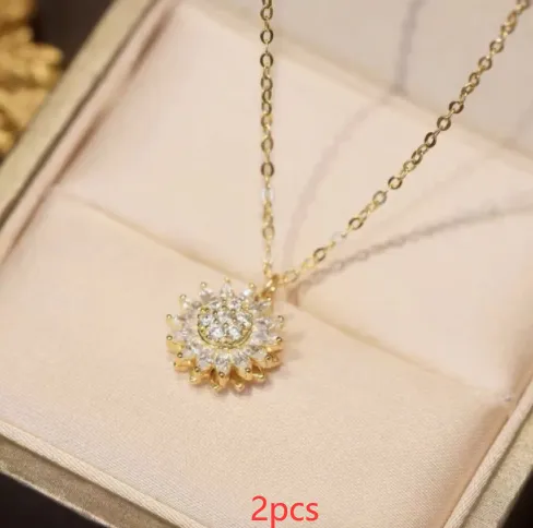 Sunflower Necklace with Diamonds Women