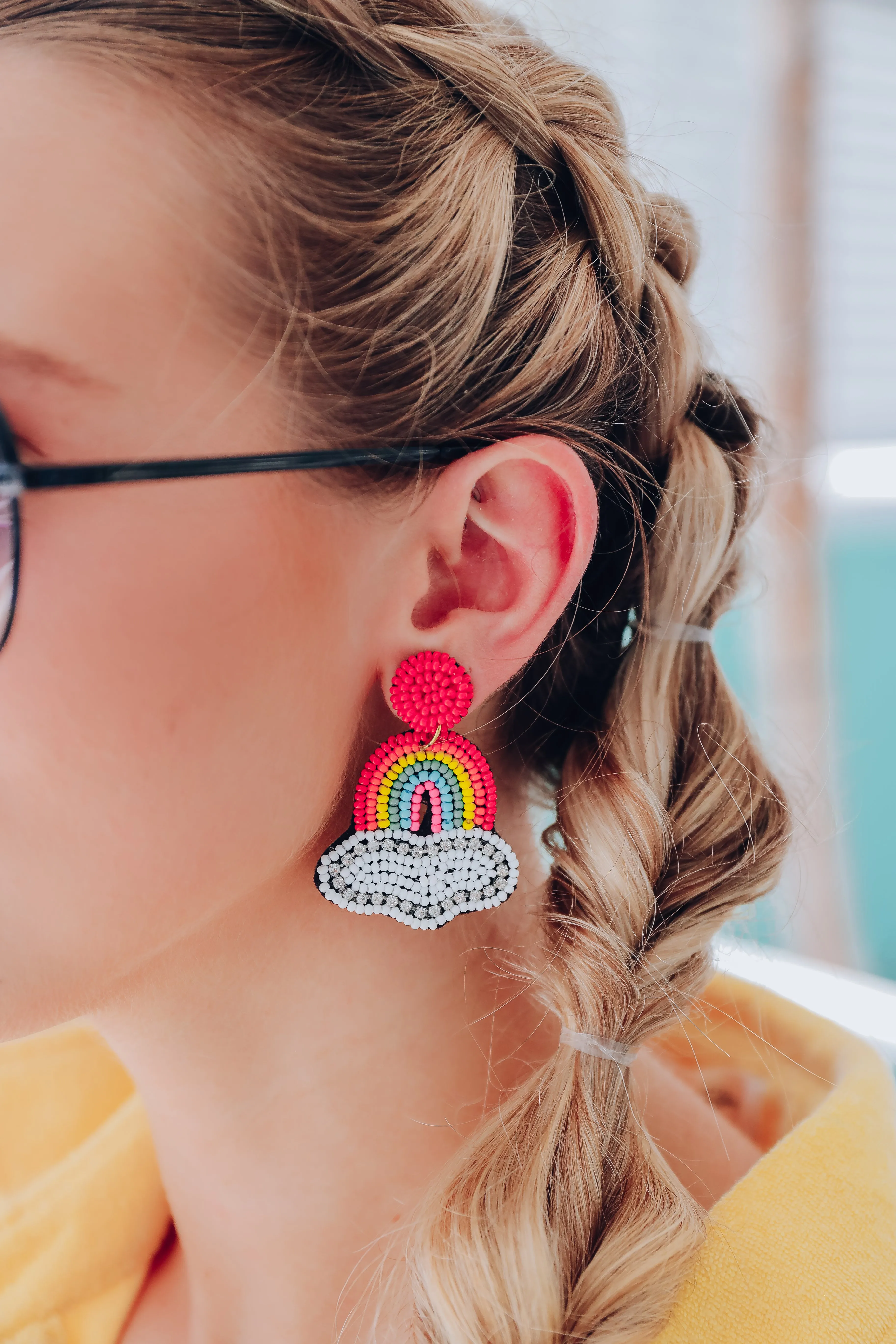 Sunshine and Rainbow Beaded Earrings