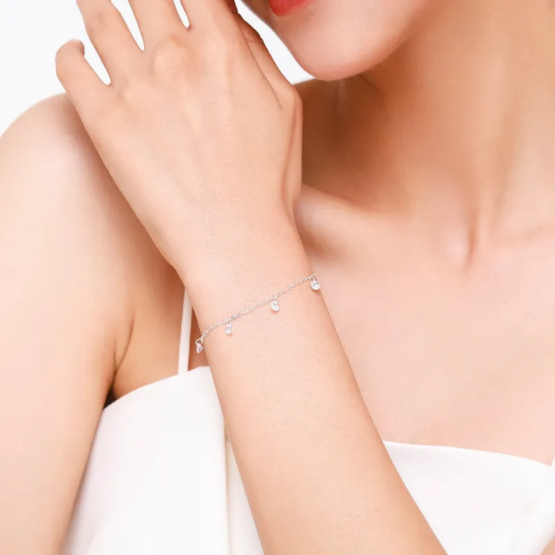 Super Sparkling Zircon Sterling Silver Bracelet for Women