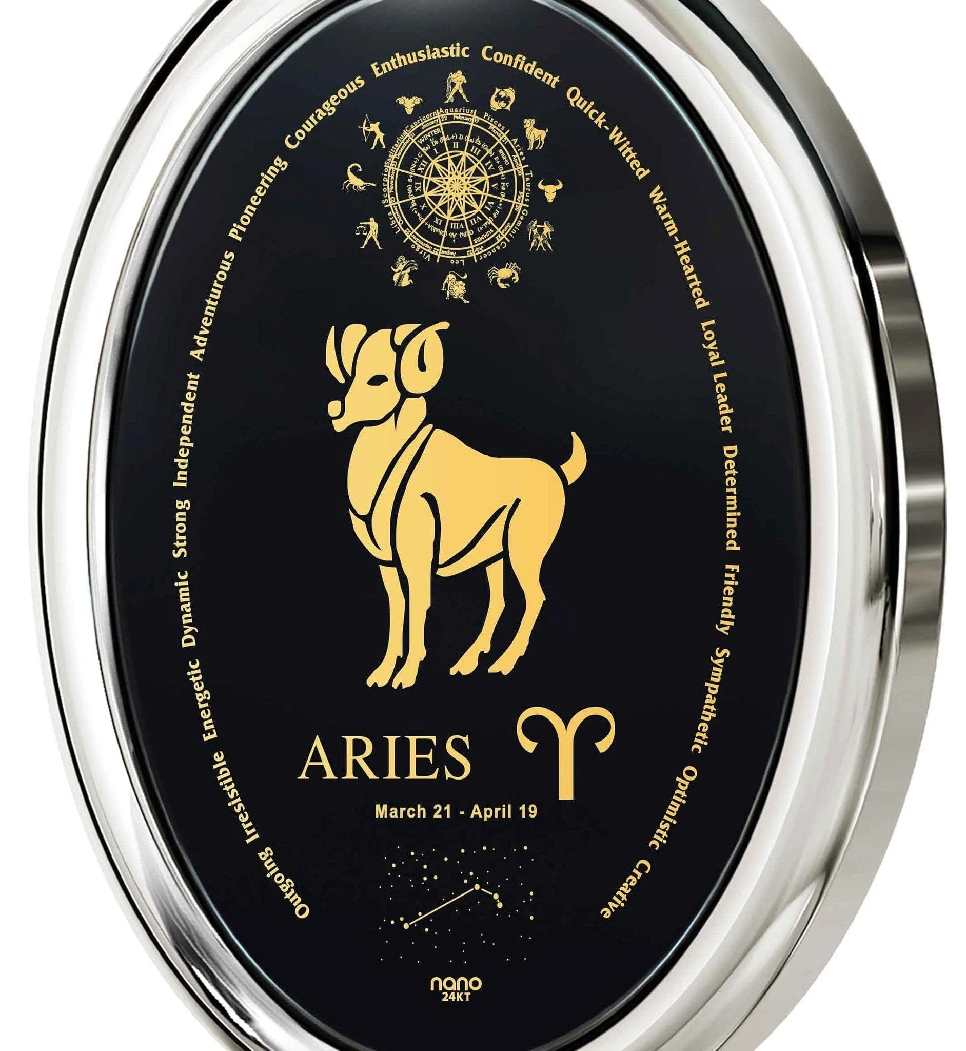 The World of Aries, 14k Gold Necklace, Onyx
