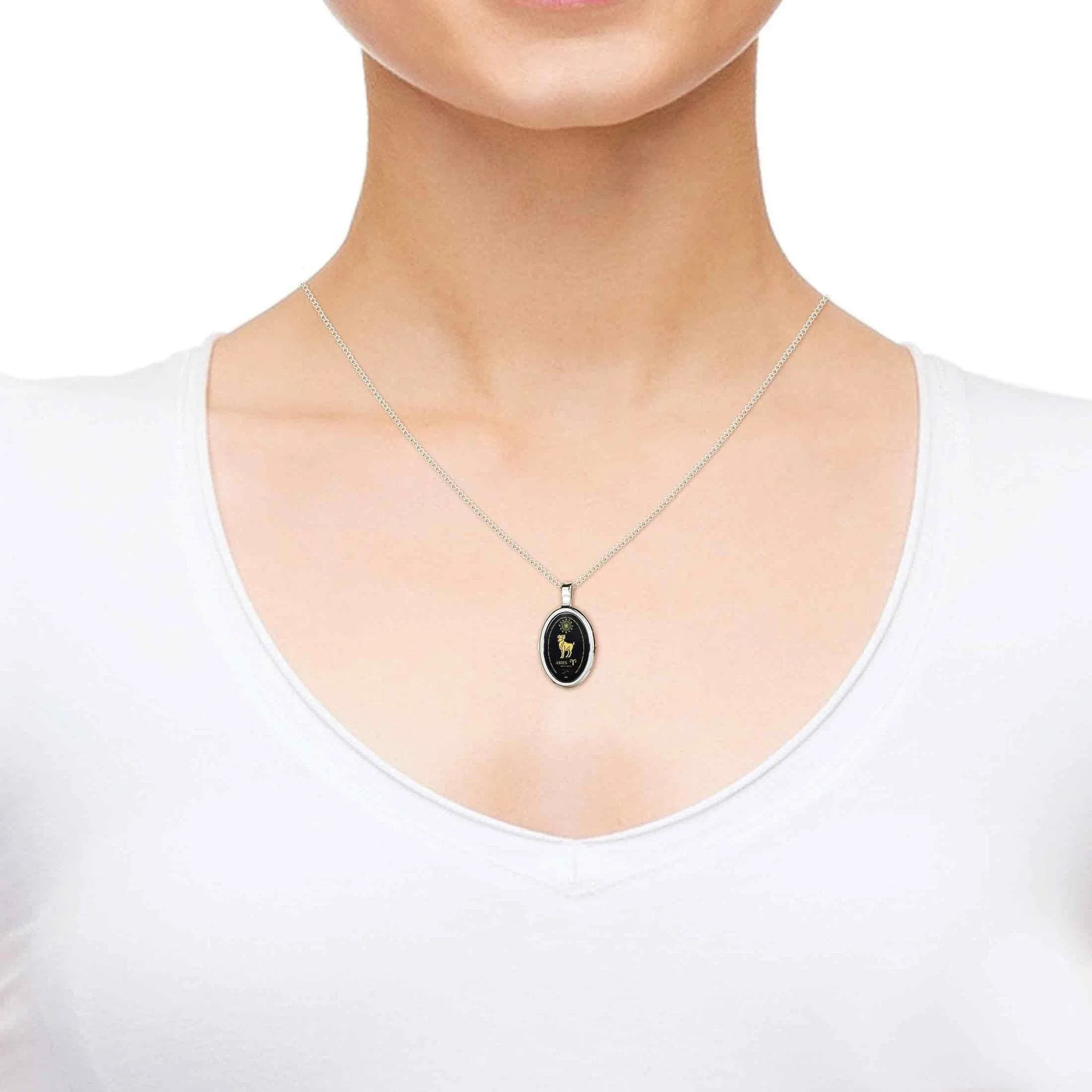 The World of Aries, 14k Gold Necklace, Onyx