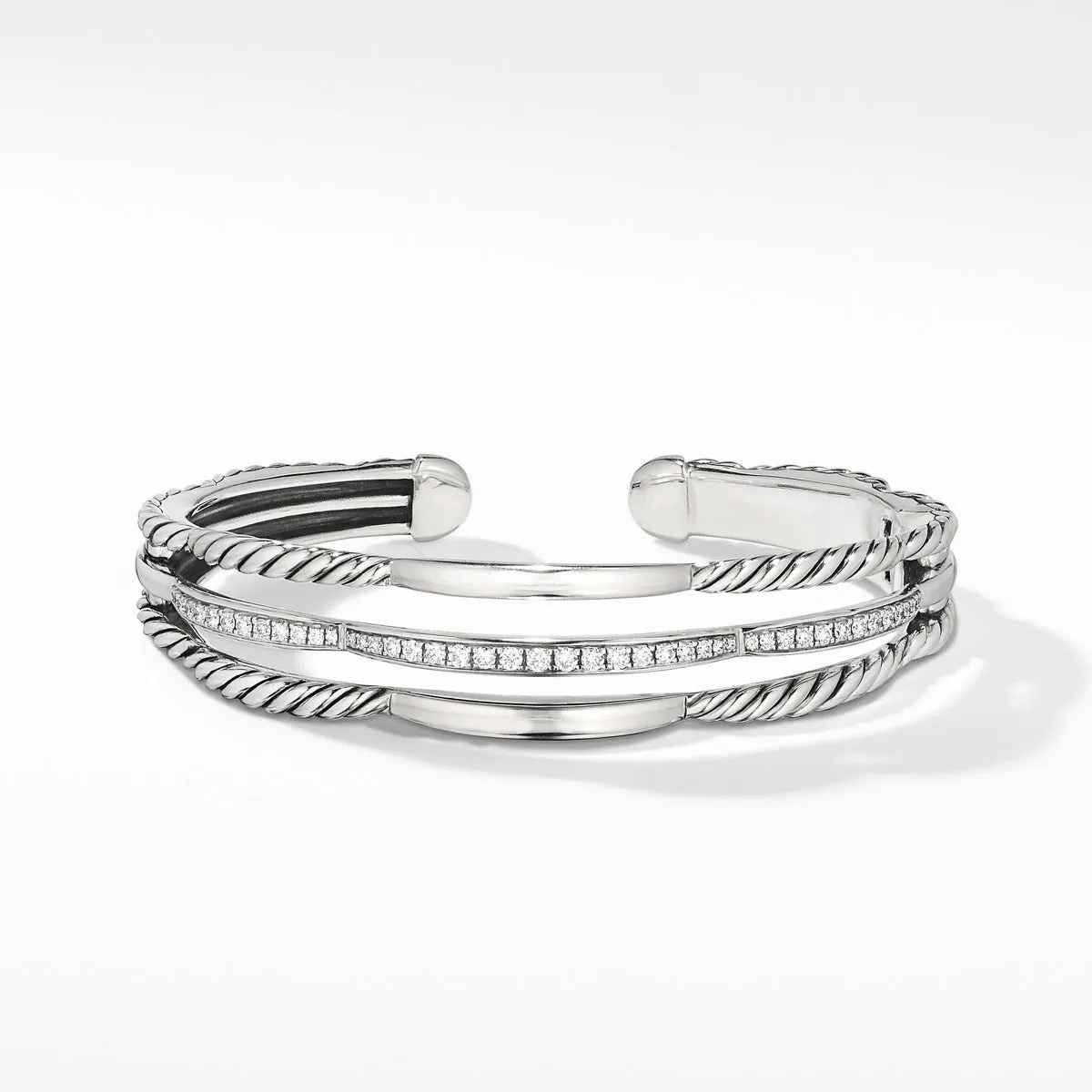 Tides Three Row Cuff Bracelet with Diamonds