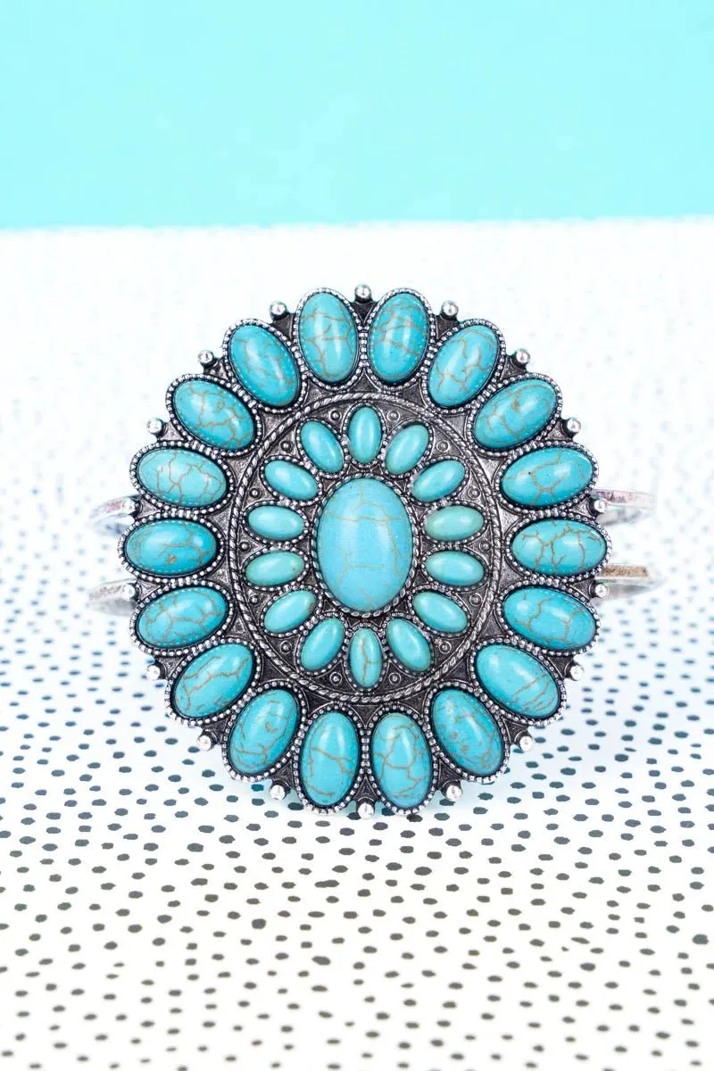 Turquoise Cluster Hinge Bracelet