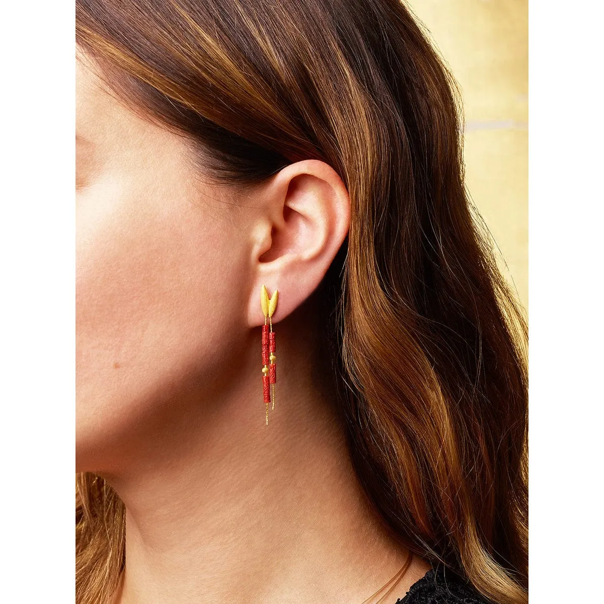 Venalis Red Coral Earrings - 15766296