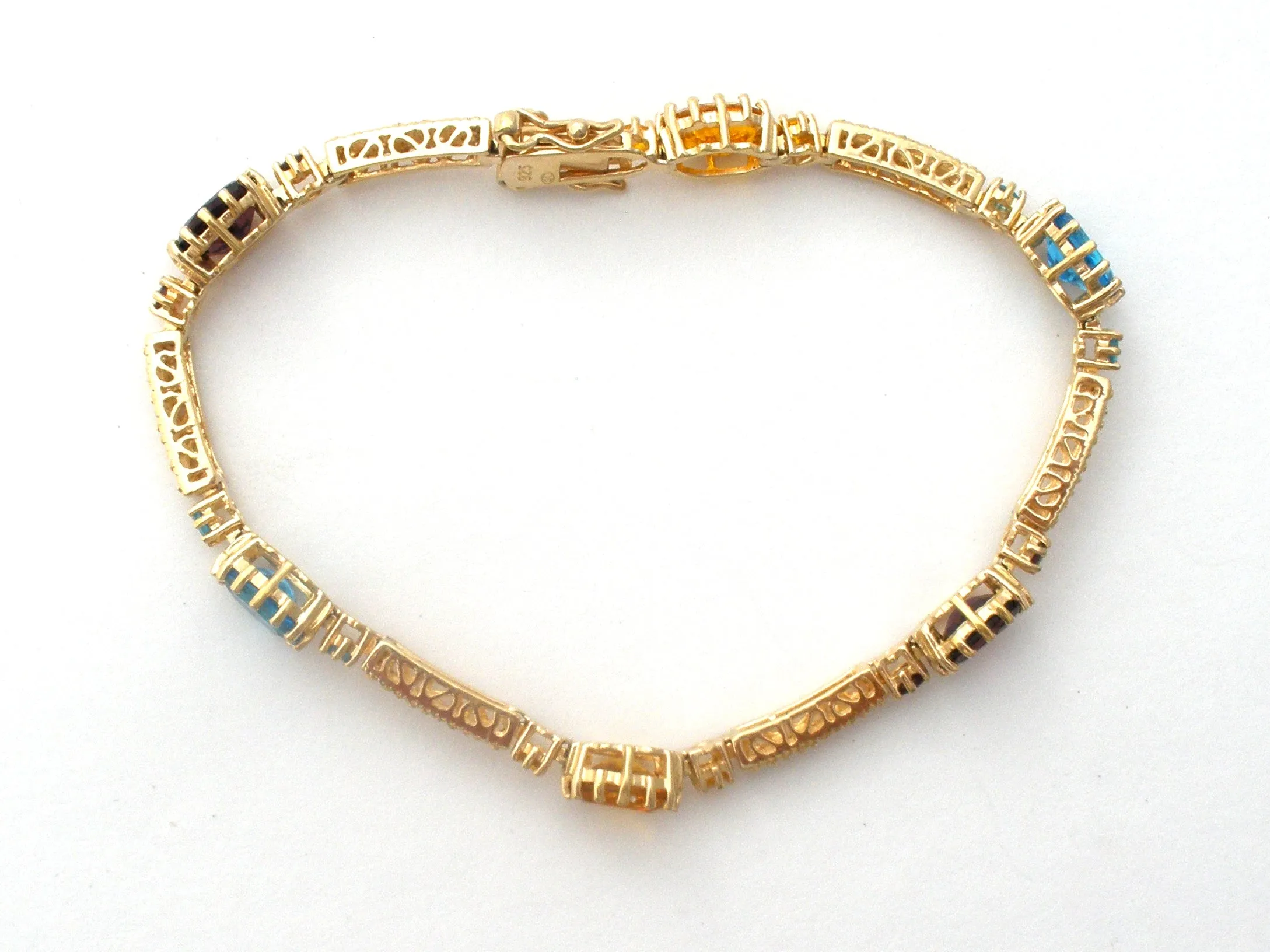 Vermeil Multi Gemstone Bracelet DL 7.25"