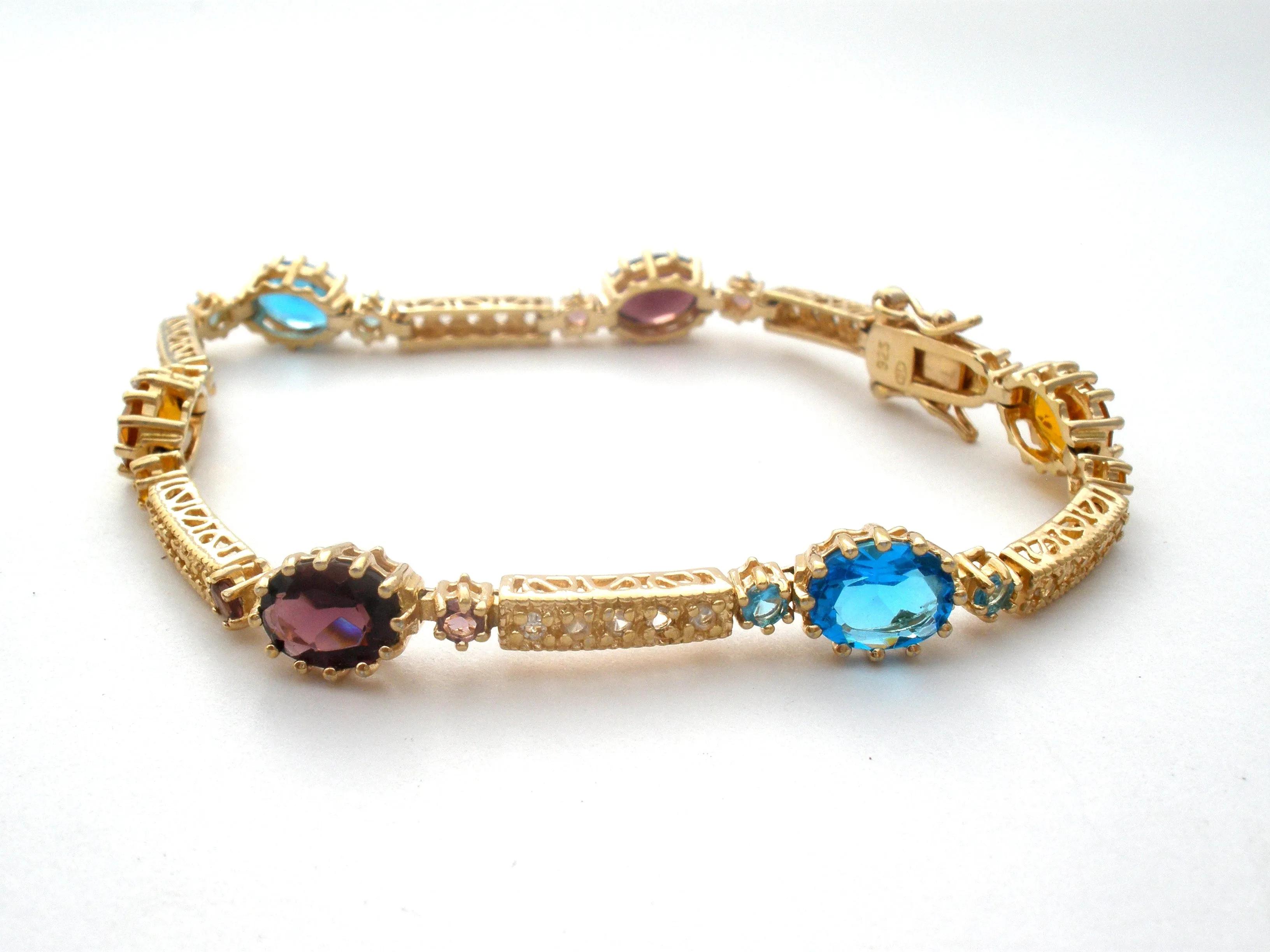 Vermeil Multi Gemstone Bracelet DL 7.25"