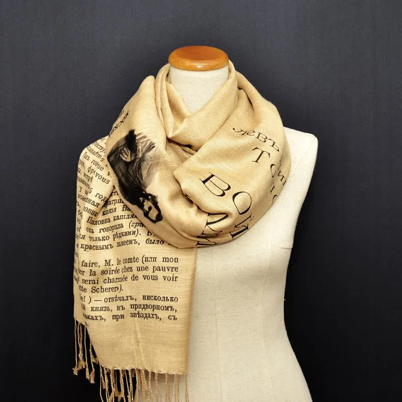 War and Peace by Leo Tolstoy shawl/scarf - Russian version