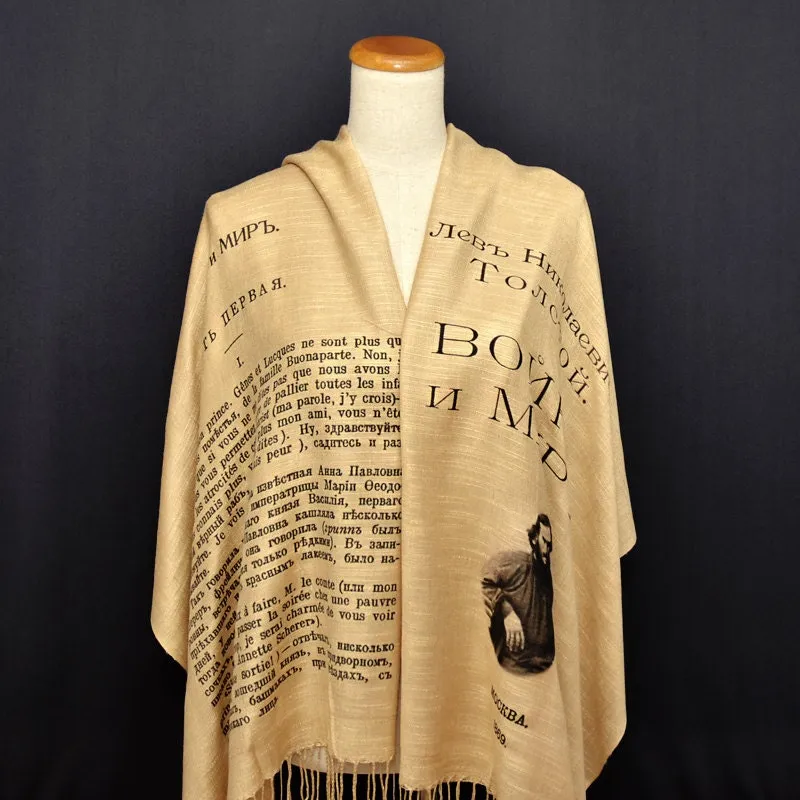 War and Peace by Leo Tolstoy shawl/scarf - Russian version