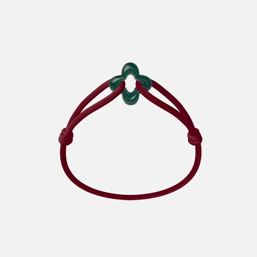 Wecord Green Clover Cord Bracelet
