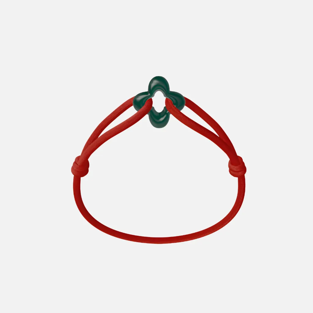 Wecord Green Clover Cord Bracelet