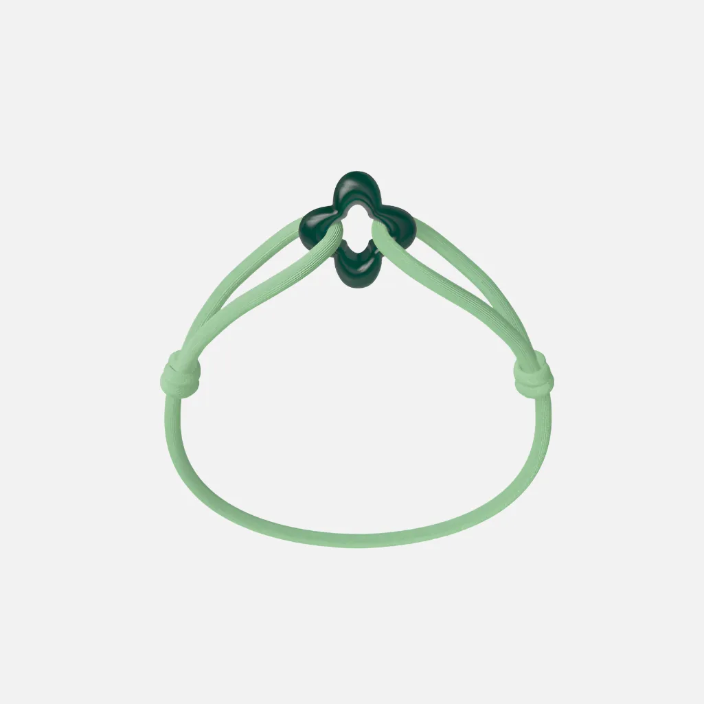 Wecord Green Clover Cord Bracelet
