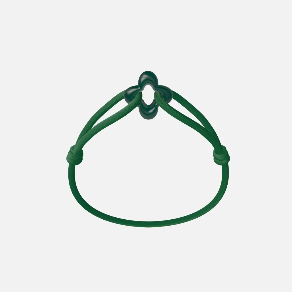Wecord Green Clover Cord Bracelet
