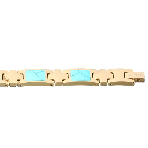 Yellow Gold Plated Turquoise Inlay Bracelet