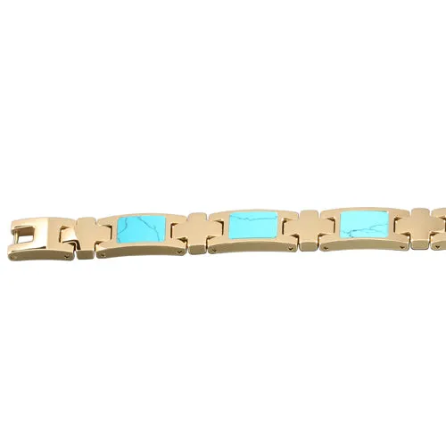Yellow Gold Plated Turquoise Inlay Bracelet