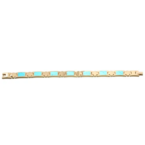 Yellow Gold Plated Turquoise Inlay Bracelet